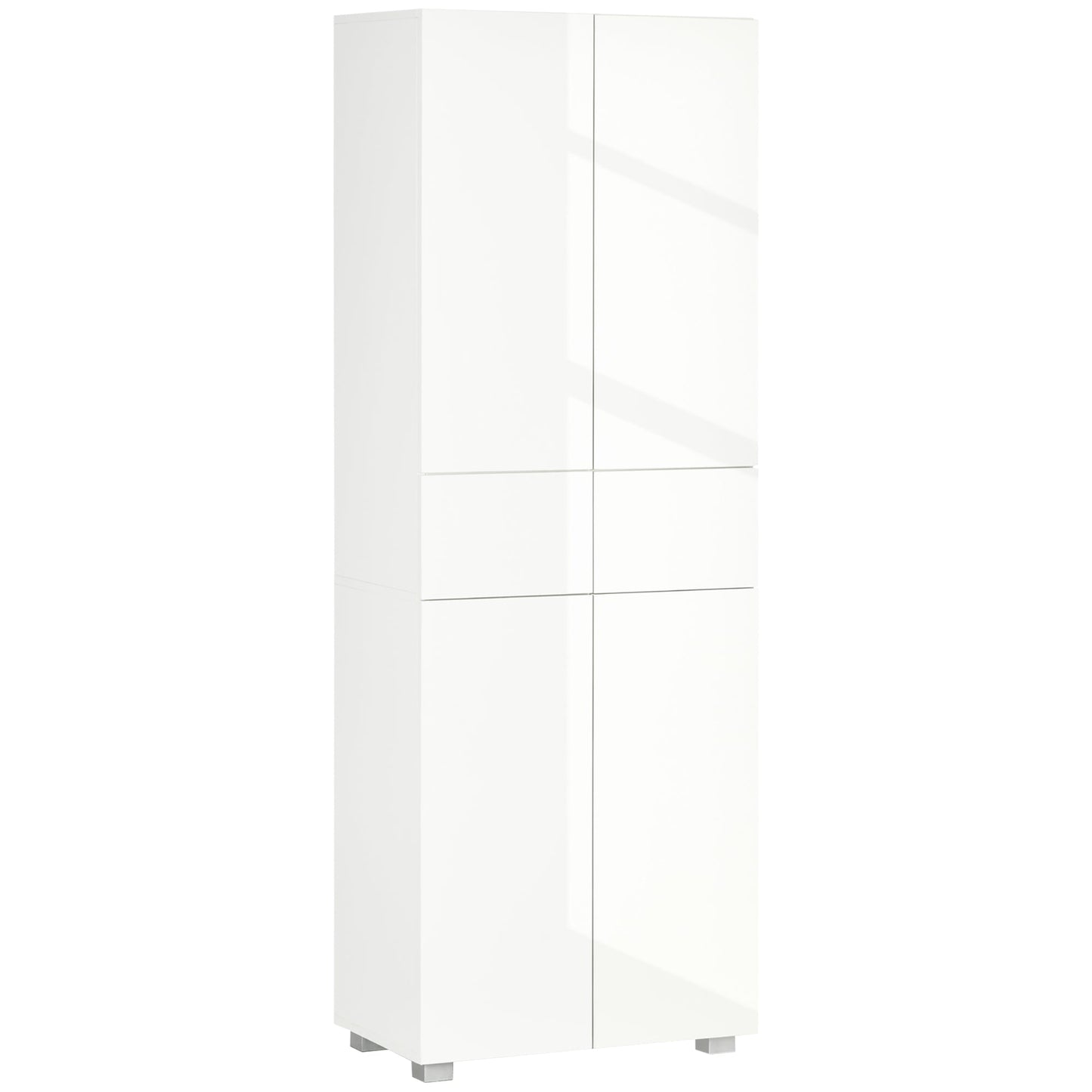 HOMCOM Kitchen Cupboard With Five Tier Storage Three Adjustable Shelves Two Drawers Push To Open Living Room Cabinet
