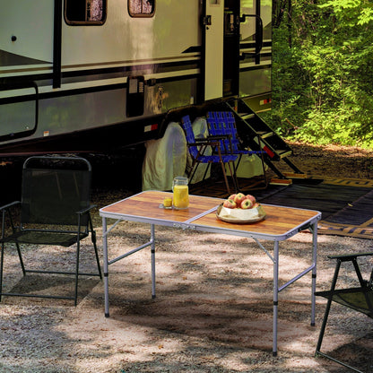 Outsunny 3ft Folding Camping Table Height Adjustable Portable Aluminium Rust Resistant for Campers and Outdoor Parties