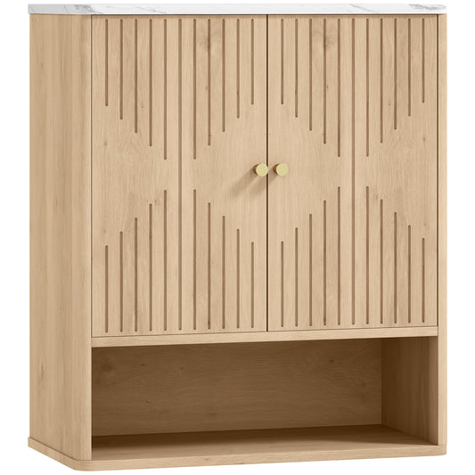 HOMCOM Bathroom Wall Cabinet With Adjustable Shelf Space Saving Organizer For Small Bathrooms