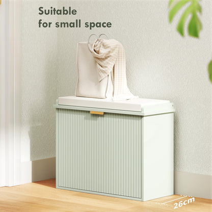 HOMCOM Elegant Shoe Bench With Top Seat Green, 120 Kg Capacity, Flip Drawer Storage, Entryway Organizer