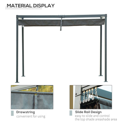 Outsunny Outdoor Pergola 3x2m With Retractable Roof For Garden And Patio Metal Gazebo Shelter With Drainage Holes