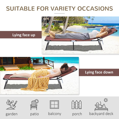 Outsunny Outdoor Folding Sun Lounger With Face Hole 4 Level Adjustable Backrest Garden Recliner For Beach Lovers
