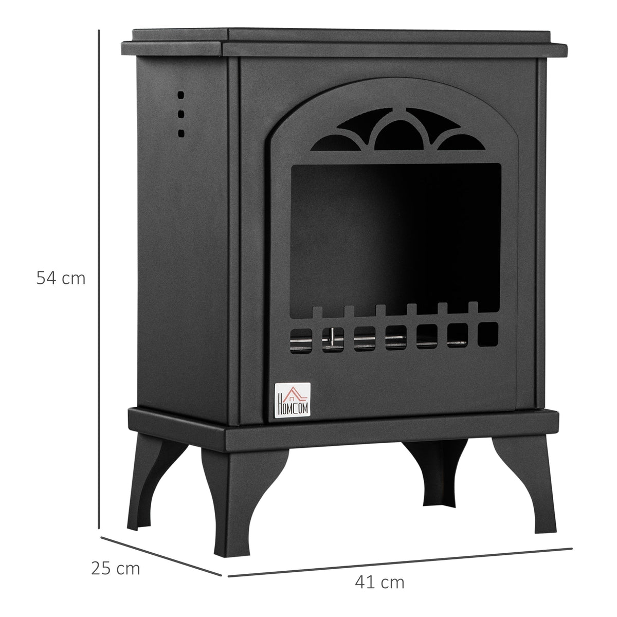 HOMCOM Ethanol Fireplace Free Standing Bioethanol Heater For Small Spaces Point Nine Liter Tank 3 Hour Burn Time Black