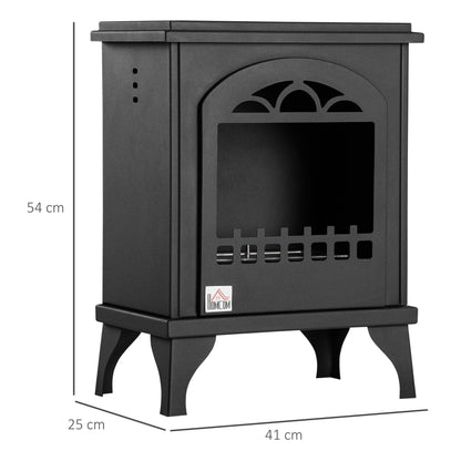 HOMCOM Ethanol Fireplace Free Standing Bioethanol Heater For Small Spaces Point Nine Liter Tank 3 Hour Burn Time Black