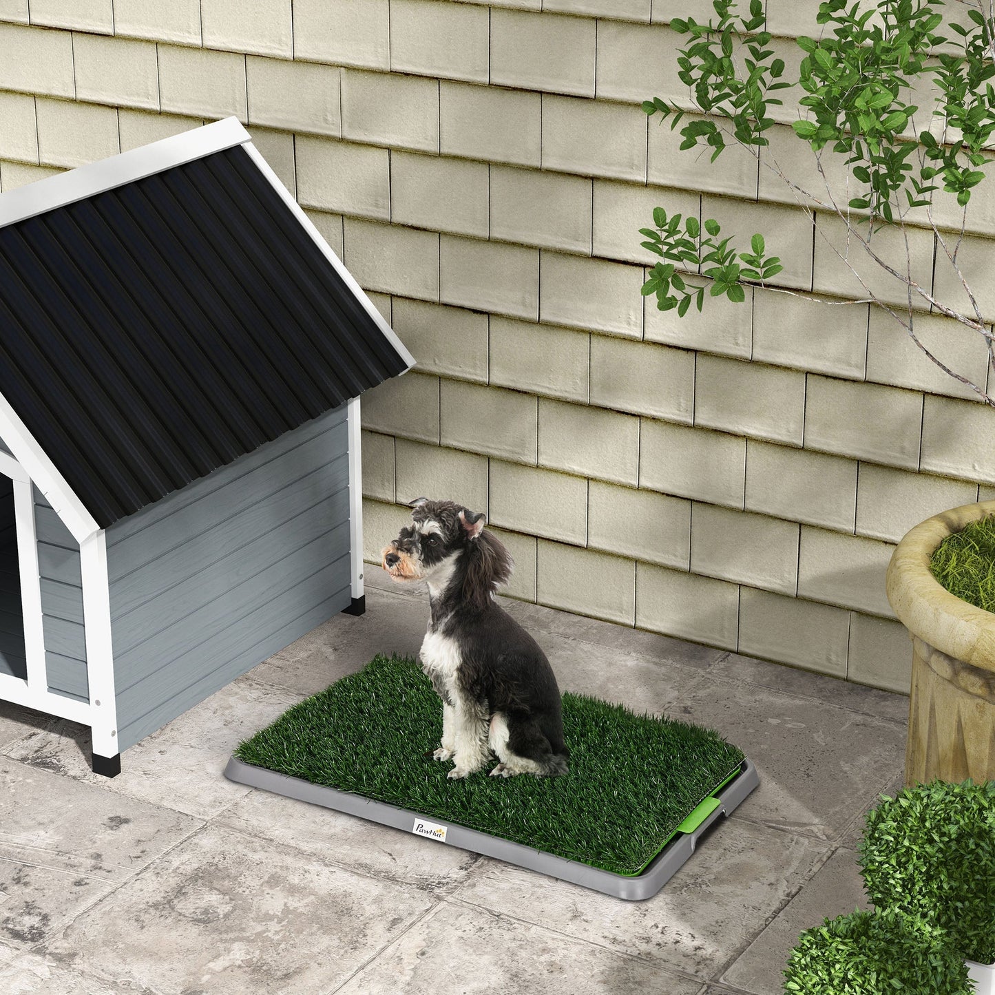 PawHut Realistic Artificial Grass Dog Toilet With Tray For Potty Training Indoor Outdoor 2 Pack 67x41cm