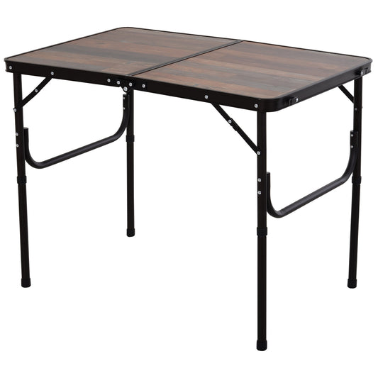 Outsunny 3ft Folding Camping Table Height Adjustable Portable Aluminium Rust Resistant for Campers and Outdoor Parties