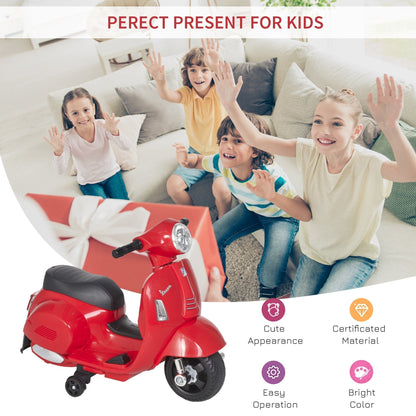 HOMCOM Vespa Licensed 6V Kids Ride On Motorcycle With Horn And Headlights For Ages 18 To 36 Months