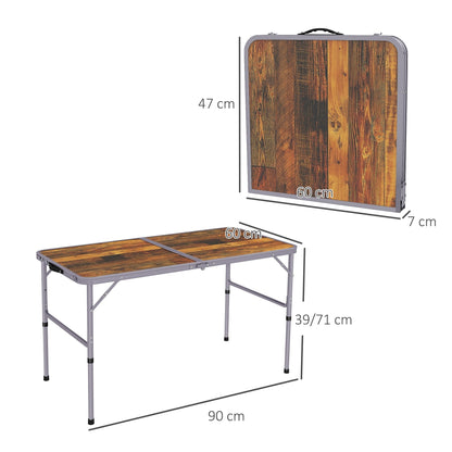 Outsunny 3ft Folding Camping Table Height Adjustable Portable Aluminium Rust Resistant for Campers and Outdoor Parties